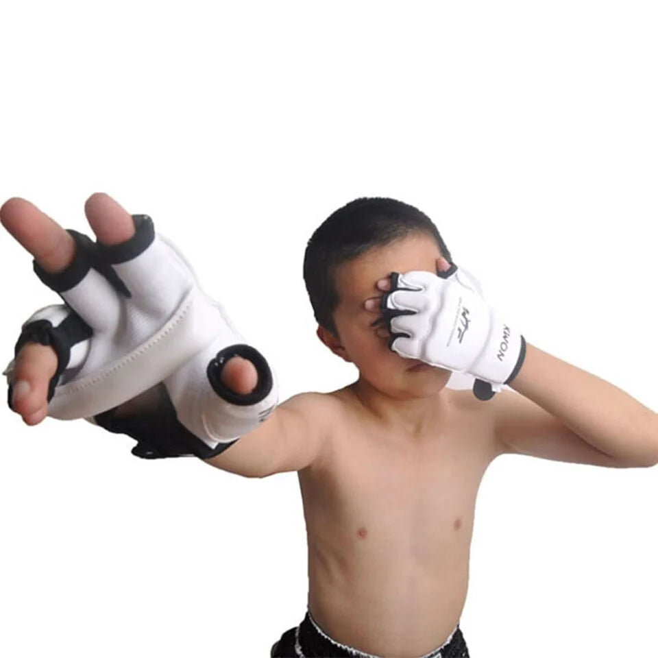 New Leather Half Finger Kids Children Karate Boxing Gloves